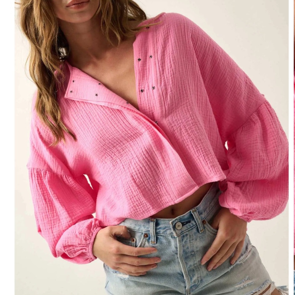 NWT Promesa Turn the Tide Crinkle Cotton Bubble Sleeve